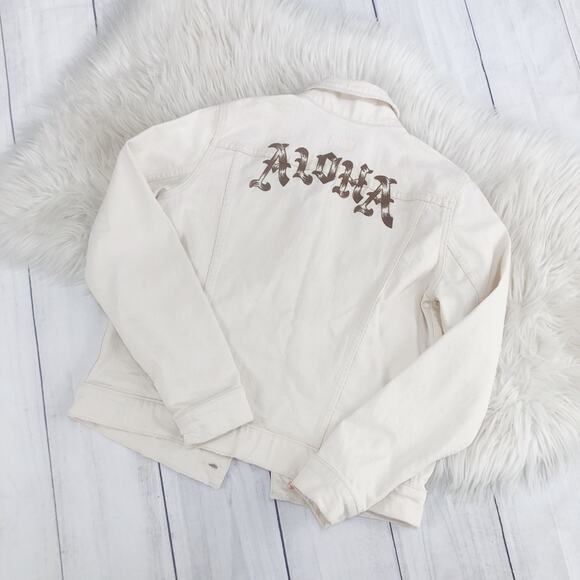 🆕 Anthropologie Mother Bruiser Cropped Embroidery Denim Jacket Size Medium - Picture 7 of 8